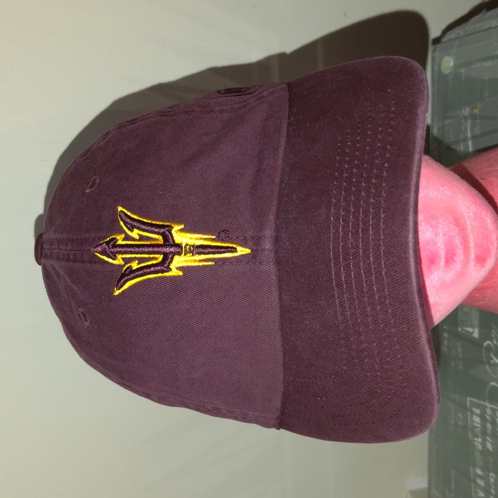 Arizona St. Sun Devils Embroidered Logo Maroon Yellow Baseball Hat Cap Adult